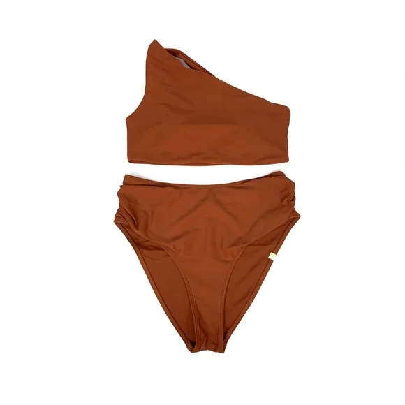 SUMMERSALT The Sidestroke Top & The Ruched High Leg High Rise Bottom Amber 4 - Picture 1 of 11
